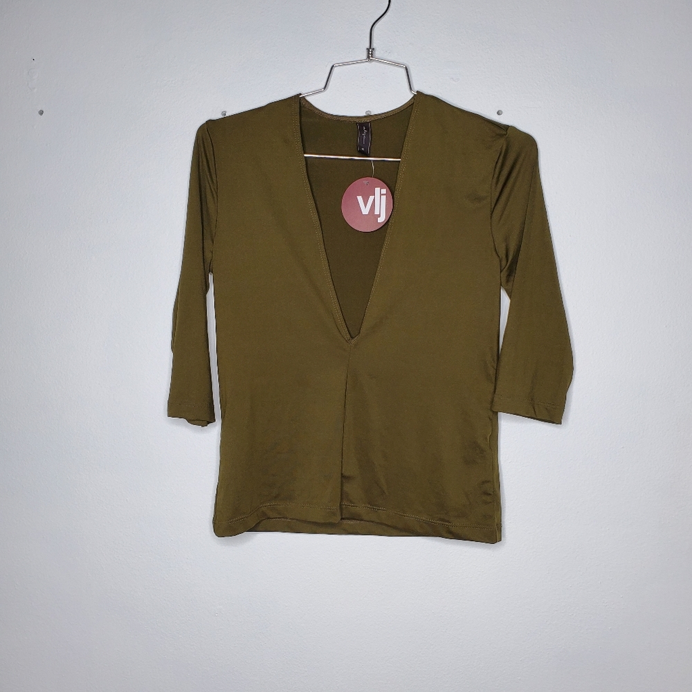 NWT Green Crop Top V-neck